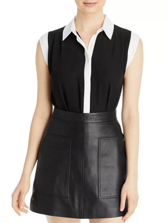 T Tahari Tops - T Tahari Extended Shoulder Blouse Black White XSmall New